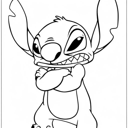 Stitch with His Arms Crossed Disney - HuLaHo Coloring Pages